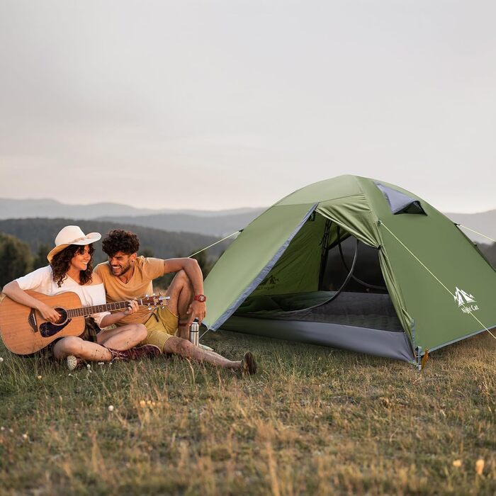 Намет Night Cat Camping для 2 осіб: Водонепроникний, легкий, 3 сезони, з тамбуром, зелений