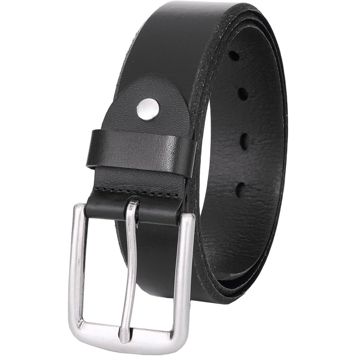 Чоловічий шкіряний ремінь: класичний джинсовий ремінь для чоловіків з подарунковою коробкою. Чорний колір, розмір L (32W-35W, 105 см)