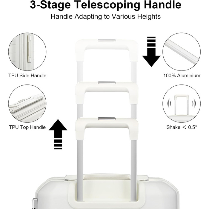 Валіза-тележка Sea Choice з жорстким корпусом, розширювана, ручна поклажа, 55 см, білий колір, з TSA замком та 360° колесами