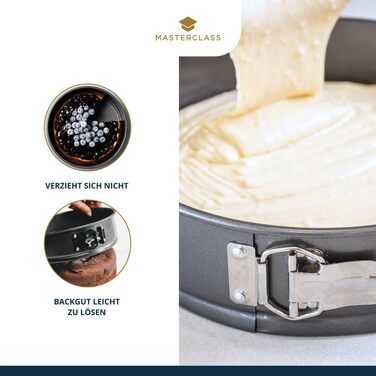 Форма для випікання MasterClass Crusty Bake, глибока антипригарна кругла форма зі знімним дном, Ø 30 см, 7 см, вуглецева сталь, сіра