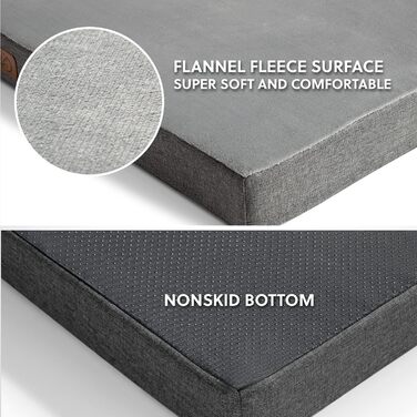 BEDSURE Orthopedic Dog Bed - Large Dogs - 89x56x8cm Washable Dog Bed with 2 in 1 Memory Foam, Cozy Dog Mat/Dog Mattress, Dark Grey