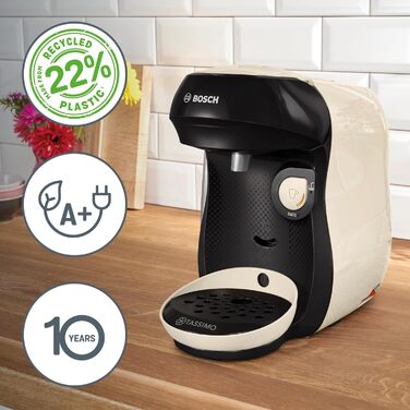 Кавомашина Tassimo Happy TAS1002N від Bosch: понад 70 напоїв, автоматична, для будь-яких чашок, компактна, 1400 Вт, антрацит
