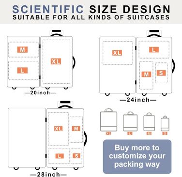 Набір компресійних органайзерів для подорожей (4 шт, чорний)