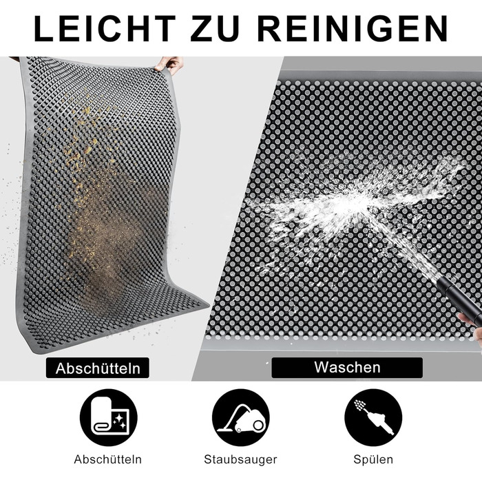 Килимок для порогу Fowooyeen з силікону, 43 x 76 см, сірий. Не слизький, миючий, для дому та вулиці.