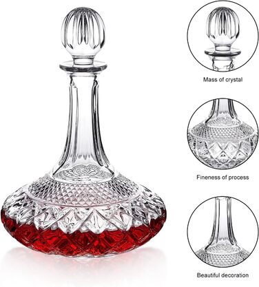 Wine/Whiskey Decanter with Stopper, Top Shelf Collection, Decanter with Luxurious Box, Elegant Gift/1500ml