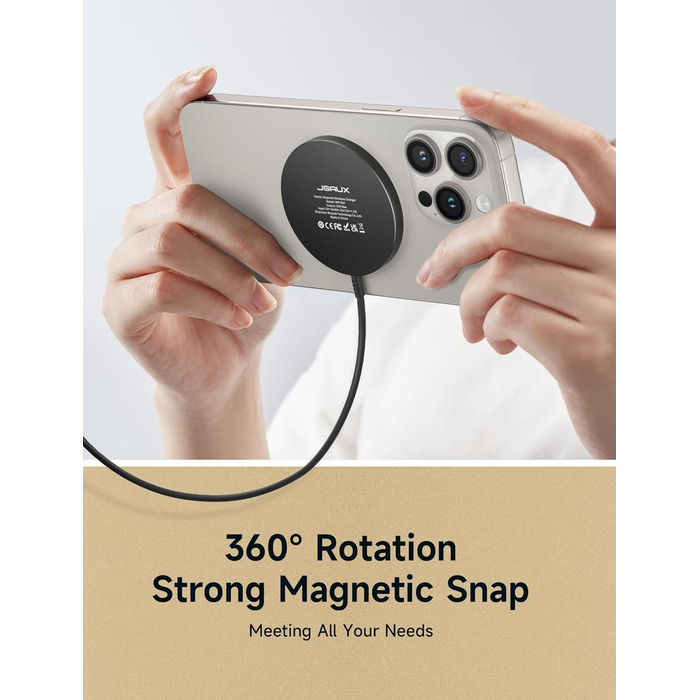 Бездротовий зарядний пристрій JSAUX MagSafe 15W для iPhone 17 Air Pro Max, iPhone 16/15/14 13 12, AirPods 3/2, Синій (прозорий)