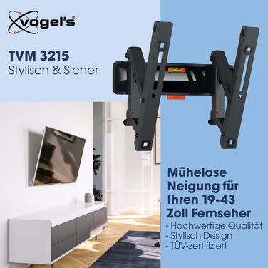 Vogel's Tilt TV Wall Mount for 32-65 Inch TVs - 25kg Capacity, VESA 400x400, Universal Compatibility
