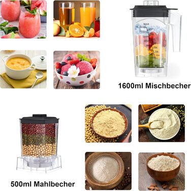 BioloMix Stand Mixer 2200W SmoothieMixer, Self-Cleaning Function, Built-in Timer, High-Performance Mixer with 2L BPA-Free Container (T5800)