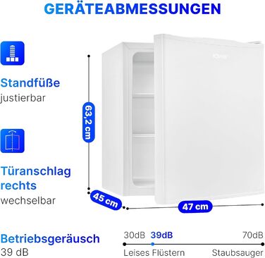 Холодильник Bomann KB 7347 Mini 58 л з регулюванням температури та змінним напрямком відкривання дверцят, чорний (модель 2023)