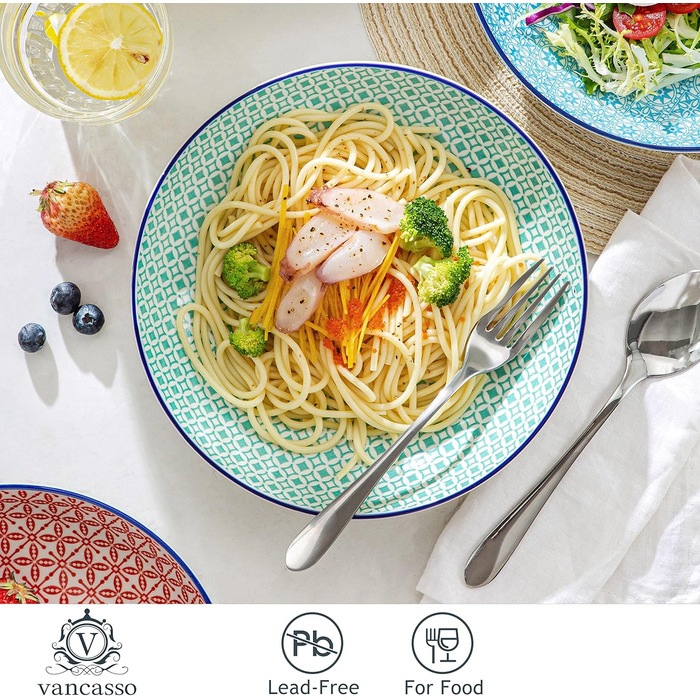 Набір тарілок для супу Vancasso HARUKA, 4 шт, 1000 мл, порцеляна, для пасти, спагеті, салату