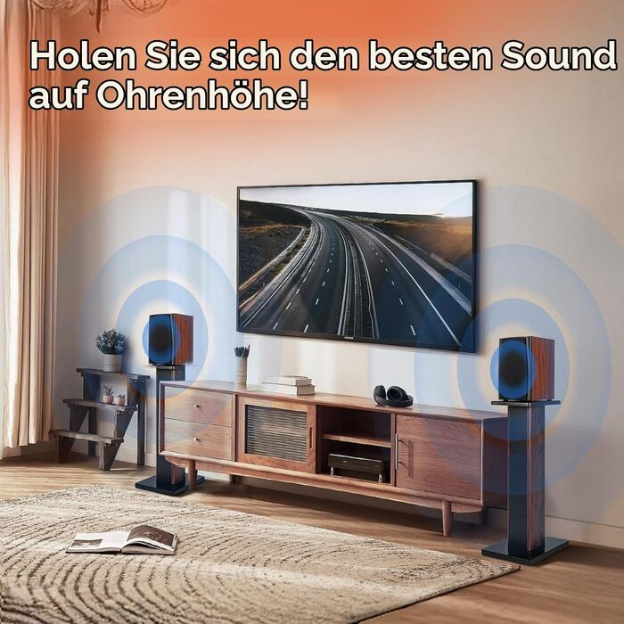 Стійки для акустичних систем Hi-Fi з дерева, 70 см, з можливістю засипки піском, комплект 2 шт. — універсальні підставки для полочних колонок та домашнього кінотеатру