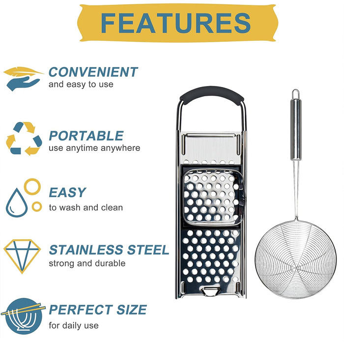Набір для приготування шпецелі: тертка, прес, сито, шумовка та шкребок з нержавіючої сталі