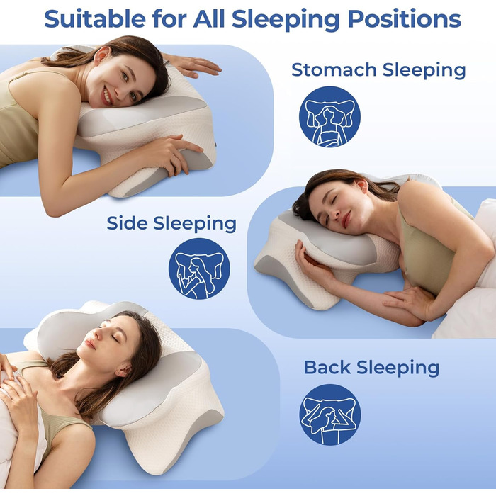 Ортопедична подушка Uniency для шиї з Memory Foam - підтримка шиї та полегшення болю в шиї та плечах. Підходить для сну на боці, спині та животі (66 x 40 x 14 см, сіра)