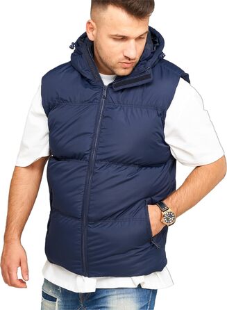 Чоловіча тепла жилетка Behype з капюшоном, стеганий пуховик, розмір XL, темно-синій