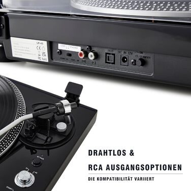 Вініловий програвач Hi-Fi з прямим приводом, преміум-головка звукознімача, Pitch Control ±10%, автоматичний підйом тонарма, 33/45 RPM, чорний глянцевий