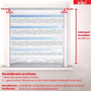 Double roller blinds, Easy-Fix without drilling, White Silver, 200 x 60 cm (Length x Width). Blackout Duo roller blinds with beads, shimmering, Roman shade, window, door, zebra blinds, clip-on blinds, side-pull blinds