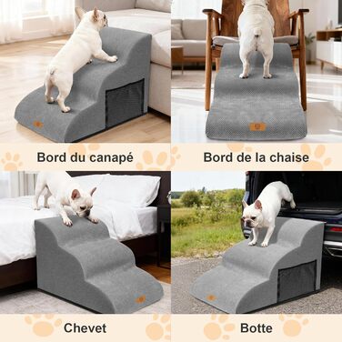 Східці для собак Masthome: 4 сходинки, знімний та пральний чохол, протиковзкі, для ліжка/софи (сірий)