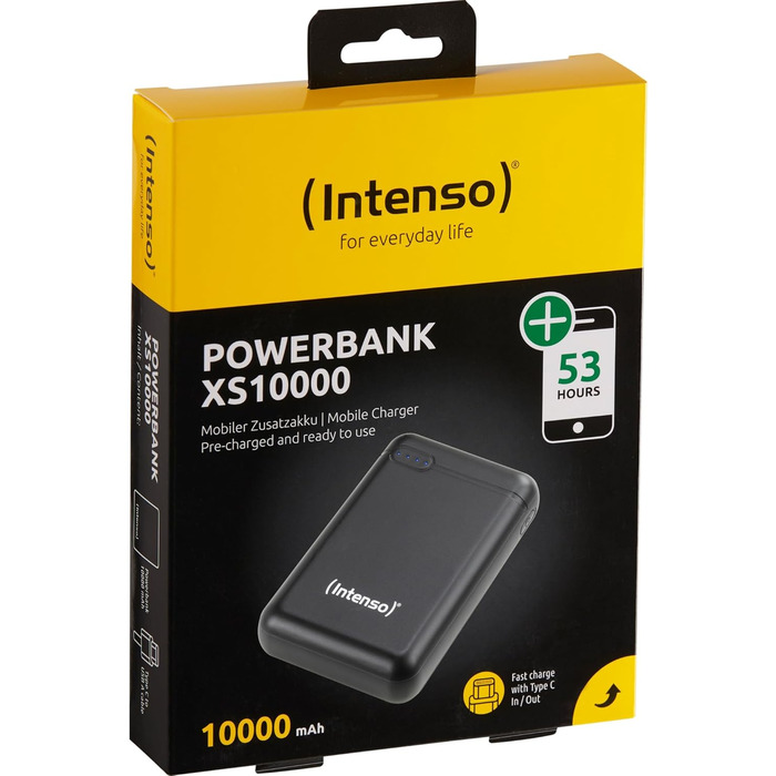 Powerbank Intenso 10000mAh XS – чорний, зовнішній акумулятор для смартфонів, планшетів, MP3-плеєрів та цифрових камер