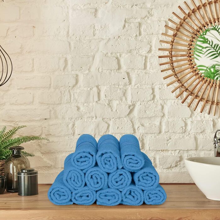 Набір м'яких махрових рушників для обличчя та тіла Utopia Towels, 100% бавовна, 30x30 см, сіро-блакитний, 12 шт.