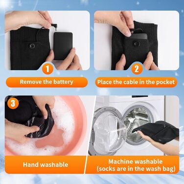 Гріючі шкарпетки для чоловіків та жінок, 5000mAh, 5V, 4 режими температури, для активного відпочинку, чорні