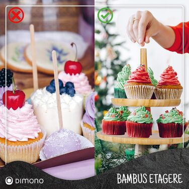 Підставка для сервірування Dimono® Deluxe з 3 ярусами; Таця для фруктів, овочів та десертів з бамбукового стійки