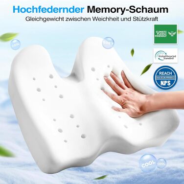 Подушка для сидіння Ophy для авто та офісного крісла з піною Memory Foam, знімною обкладинкою, чорна