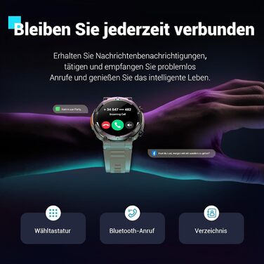 Смарт-годинник Blackview Khaki: IP68, 100 днів роботи, компас, Bluetooth-дзвінки, моніторинг серця та сну, 100+ спортивних режимів, сумісний з Android/iOS