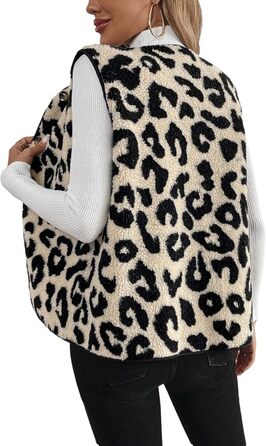 Жіноча жилетка GORGITTER з леопардовим принтом, без рукавів, легка, тепла, з ґудзиками, повсякденна, перехідна жилетка для осені та зими, бежева, розмір S