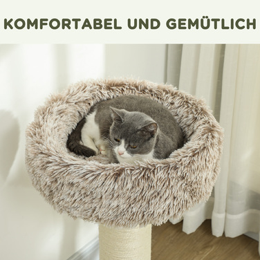 PawHut Драбина для котів 87 см висотою, котячий комплекс з ліжком, товстий стовп, котячий подряпальник з сизалевими стовпчиками, для котів вагою до 6 кг, для дому, коричневий | Aosom