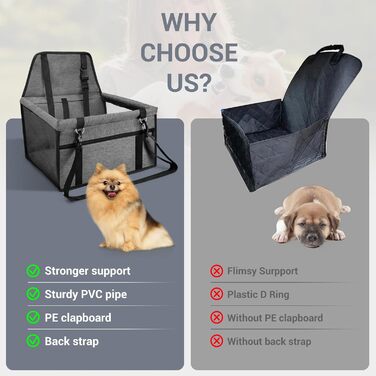 Автокрісло для собак на заднє сидіння, Oxford, дихаючий матеріал, миється, для собак маленьких та середніх порід, темно-сірий