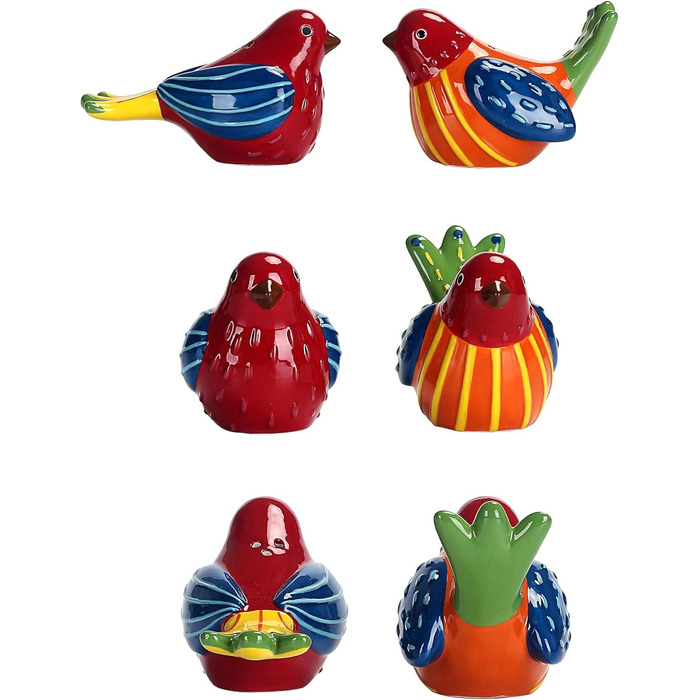 Bico Red Spring Bird Salt and Pepper Shakers, hand-painted, dishwasher-safe