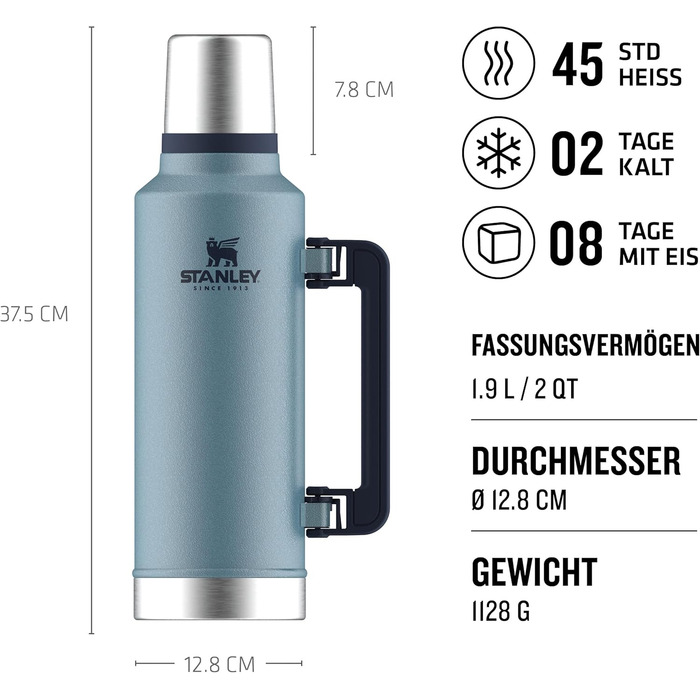 Термос Stanley Classic Legendary, 1893 мл, зелений (Hammertone Lake), нержавіюча сталь, BPA-Free, для гарячих та холодних напоїв