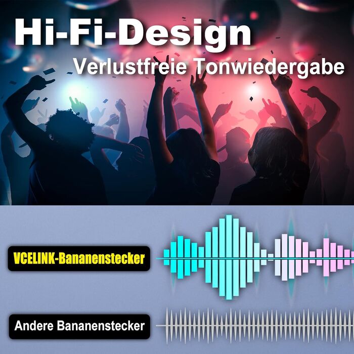 Позолочені бананові роз'єми VCELINK для акустичних кабелів 24K, 0.75-4 мм (12 шт / 6 пар) для підсилювачів, HiFi колонок та AV-ресиверів