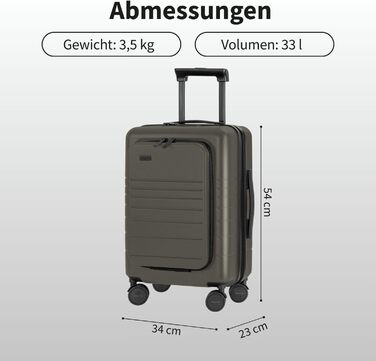 Валіза ETERNITIVE з полікарбонату та ABS: легка, з колесами 360°, з TSA-замком, для ручної поклажі, оливковий колір