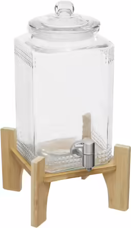 5L Drink Dispenser, transparent glass drink dispenser with stand. Thoughtful faucet design, can hold a variety of cold and hot beverages for indoor and outdoor parties, restaurants.