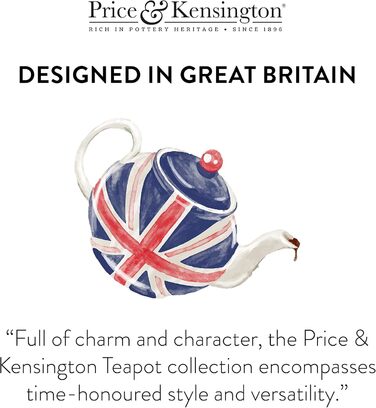 Чайник Price & Kensington з англійського кам'яного посуду, матовий чорний, для 2 чашок, вінтажний, підходить для мікрохвильовки та посудомийки