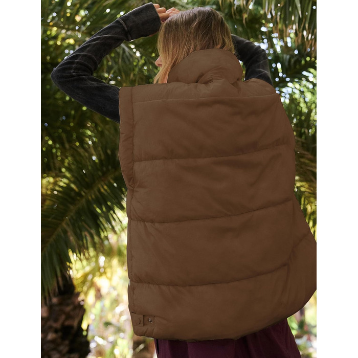 Жіноча тепла куртка-пуховик кроп-моделі з кишенями, чорна (XXL, Коричневий)