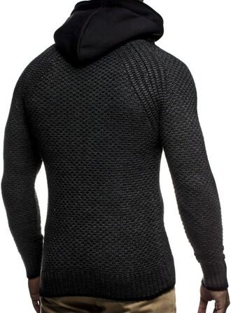 Чоловіча в'язана куртка Leif Nelson з відстібаною капюшоном та блискавкою - чоловіча кардиган з трикотажу для зими та літа (XXL, Чорний Антрацит)
