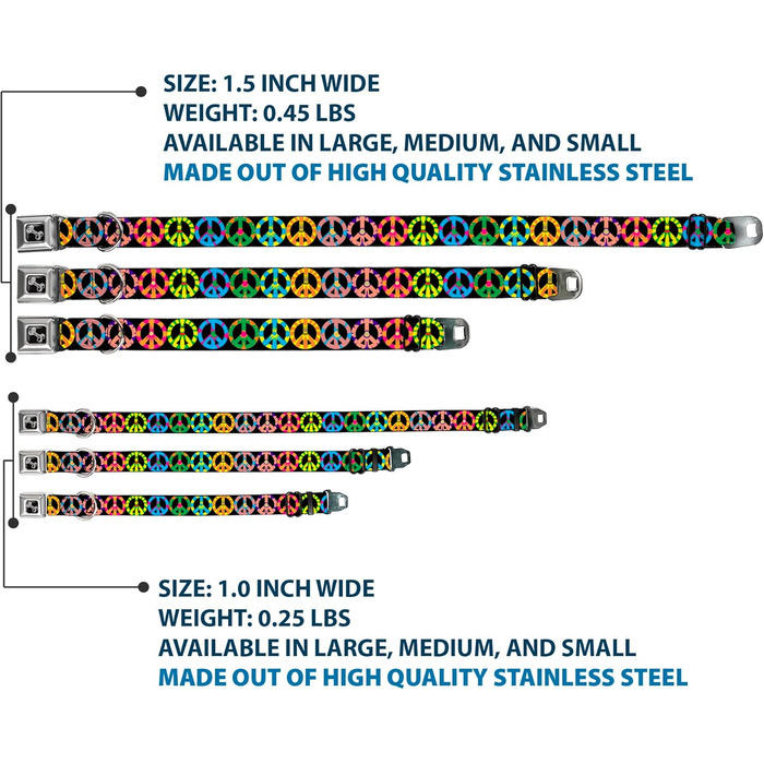 Нашийник для собак Buckle-Down Seatbelt Buckle, 2.5 см, універсальний, великий, багатокольоровий (DC-W31611-L)