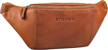 STILORD 'Pino' Елегантна поясна/грудна сумка з натуральної шкіри для жінок та чоловіків. Компактна, вінтажна, в стилі 'Pino', колір: кара-коньяк