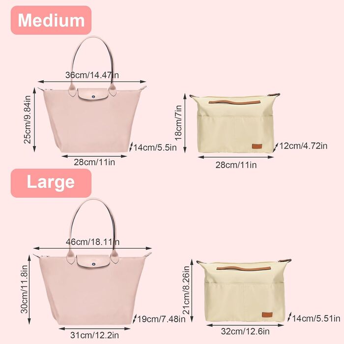 Органайзер-вкладиш для сумки Longchamp GADITIEK, бежевий — органайзер для аксесуарів, підтримує порядок у жіночій сумці