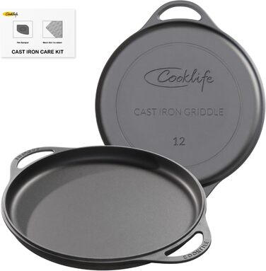 Гриль-плита COOKLIFE 30,5 см з легкого попередньо прожареного чавуну, полірована поверхня, легка у догляді, для духовки, плити чи гриля