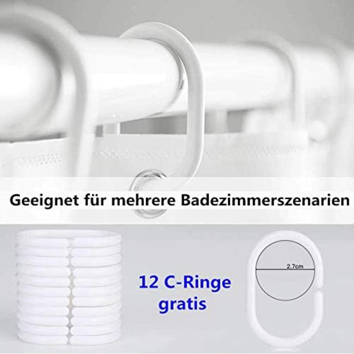 Штора для душу M&W DAS DESIGN з поліестеру, листя зелено-золоті, водонепроникна, з кільцями та утяжеленим краєм, 180x200 см