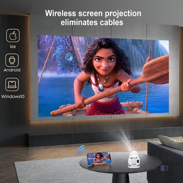 Портативний проєктор 4K, 1080P FHD Mini проєктор, сумісний з Android та Netflix, WiFi 6, BT 5.0, поворот на 180°, автоматична корекція трапецеїдальних спотворень