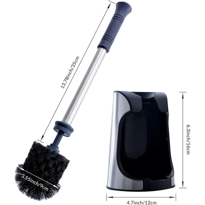 Набір для чищення унітазу SimpleTome: щітка з швидким висиханням та тримач з нержавіючої сталі, чорний