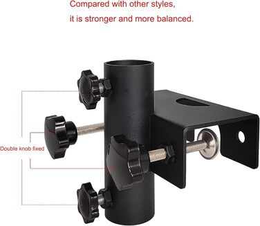 VANROUG Robust Balcony Umbrella Holder, Clamp, Garden Fence, Parasol, Terrace Decking, Clamping Range (20 mm - 63 mm), Umbrella Diameter (23 mm - 38 mm) (black)