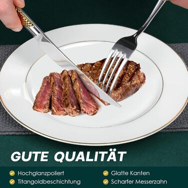 Набір столових приборів OGORI для 6 осіб (30 предметів), золотий, з дзеркальним поліруванням, нержавіюча сталь 18/10, для дому/вечірки/ресторану (подарункова коробка)