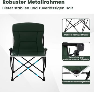 Складний туристичний стілець COSTWAY з сонцезахисним щитом, XXL, до 150 кг, з сумкою для перенесення, для кемпінгу та риболовлі