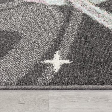 Paco Home Children's Rug, Children's Room, Boy, Girl, Modern, Space, Planets, Stars, Soft, Anthracite, Multicolored, Size: 160x220 cm, 160 x 220 cm (Rectangular)