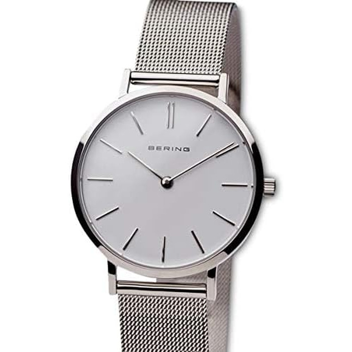 Жіночий кварцовий годинник Bering 14134-004: сталевий корпус 34 мм, міланський браслет, сапфірове скло, водозахист 3 ATM